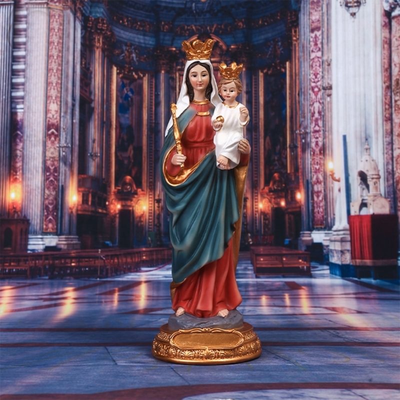 Mary Hugging Baby Children Jesus Statue Resin Tabletop Figurine Ornaments Decor