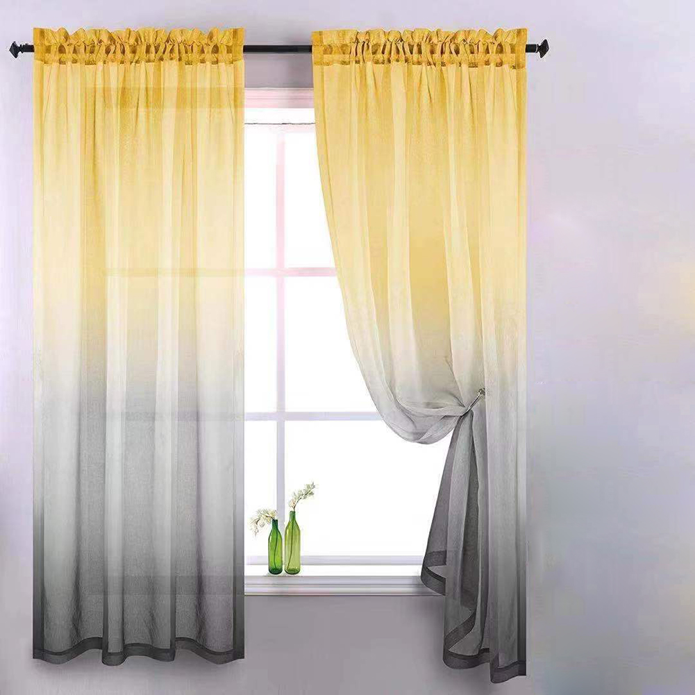 

Gradient Window Tulle Curtains for Living Room Sheer Drapes (Yellow Grey, 501 Original
