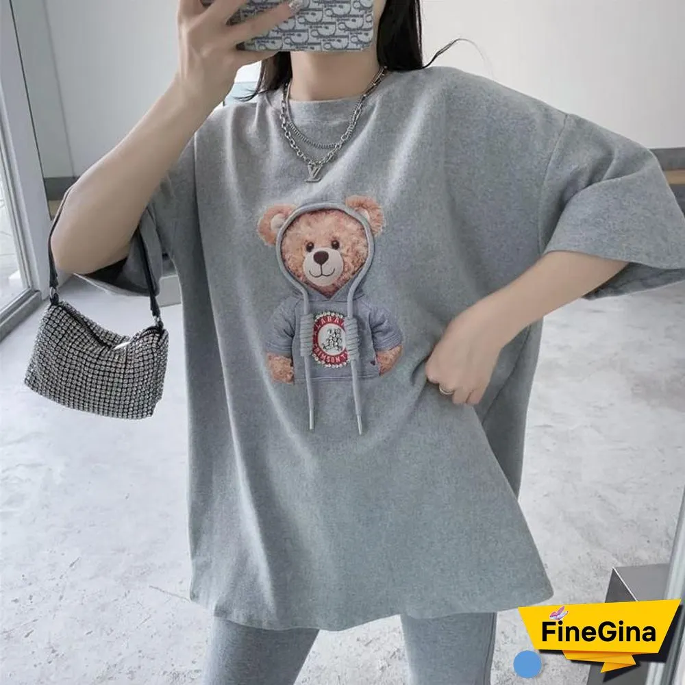 Korean Style Oversized T-Shirts Women Tee Shirt Print Summer Female Casual Loose Kawaii Tshirts Tops Graphic Women Clothing