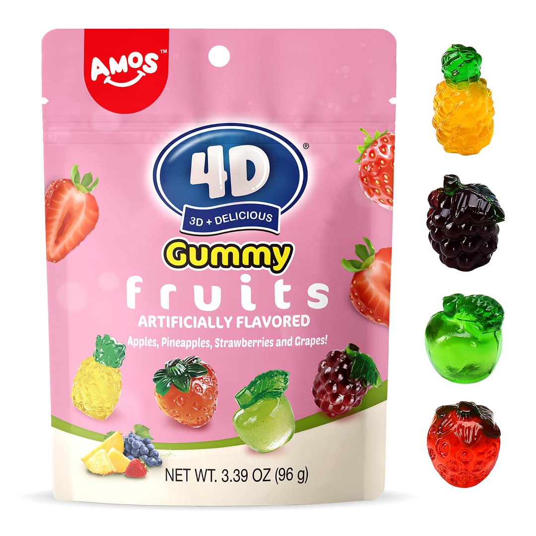 AMOS 4D Gummy Fruit (Pack of 12)