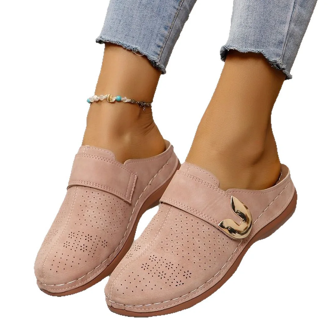 Yyvonne Slippers Women's New Baotou Metal Hollow Women's Shoes 43-Yard Wish In The Summer Of 2025