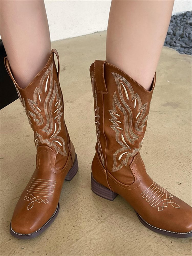 Classic Embroidered Western Cowgirl Boots