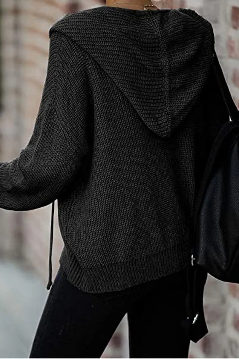 Zipper Casual Sweater Hooded Coat