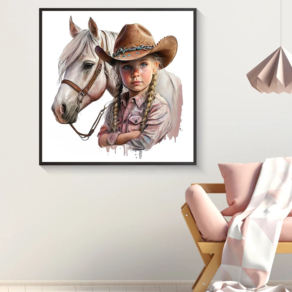 Diamond Painting - Full Round Drill - Western Cowboy Kid(Canvas|30*30cm)