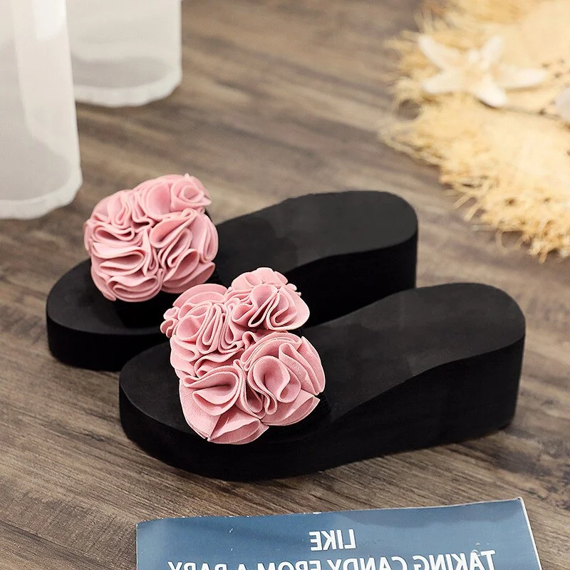 2021  Women Bow Summer Sandals Slipper Indoor Outdoor Flip-flops Beach Shoes New Fashion Female Casual flower Slipper gift
