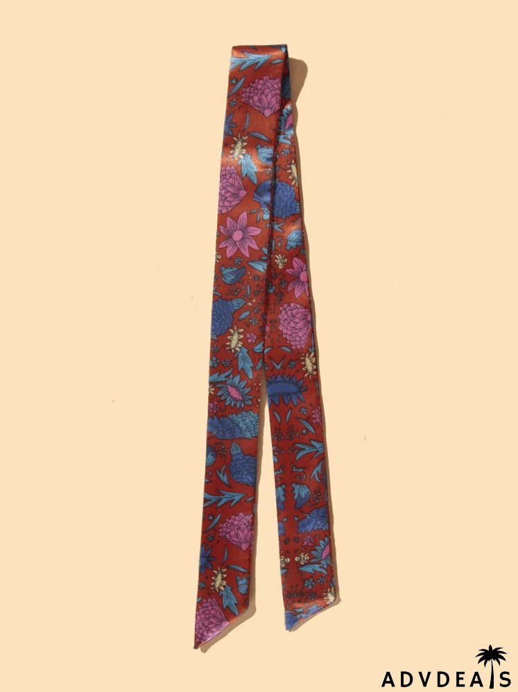 Flower Print Twilly Scarf