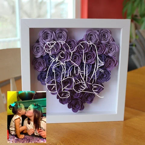 💐Custom Heart Line Art Flower Shadow Box - The Perfect Gift Of Mother‘s Day