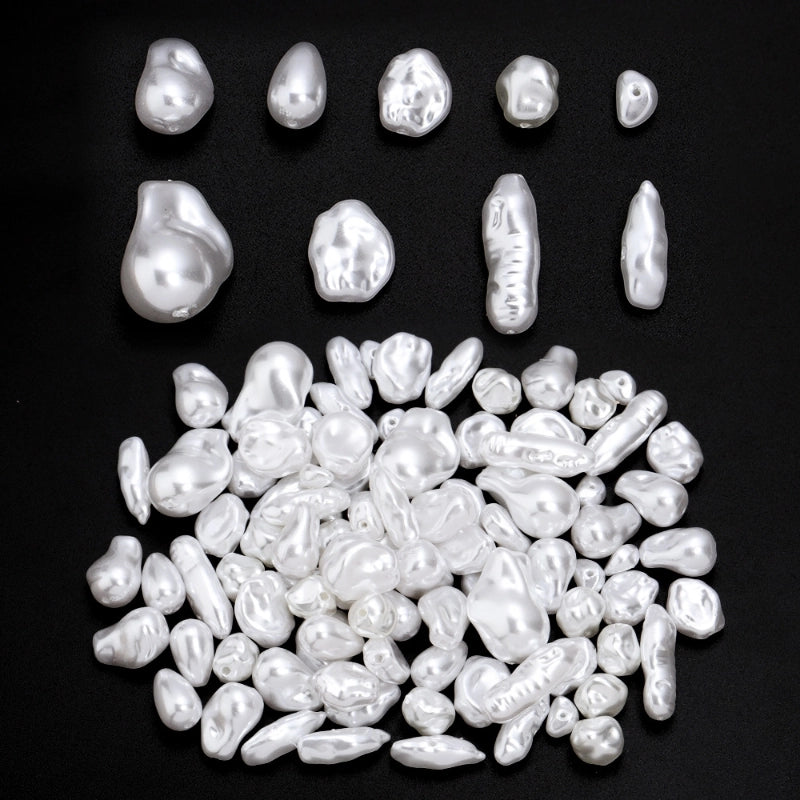 ABS Imitation Pearl Irregular Triangle White Straight Hole Beads Semi-finished Imitation Pearl Straight Hole Loose Beads