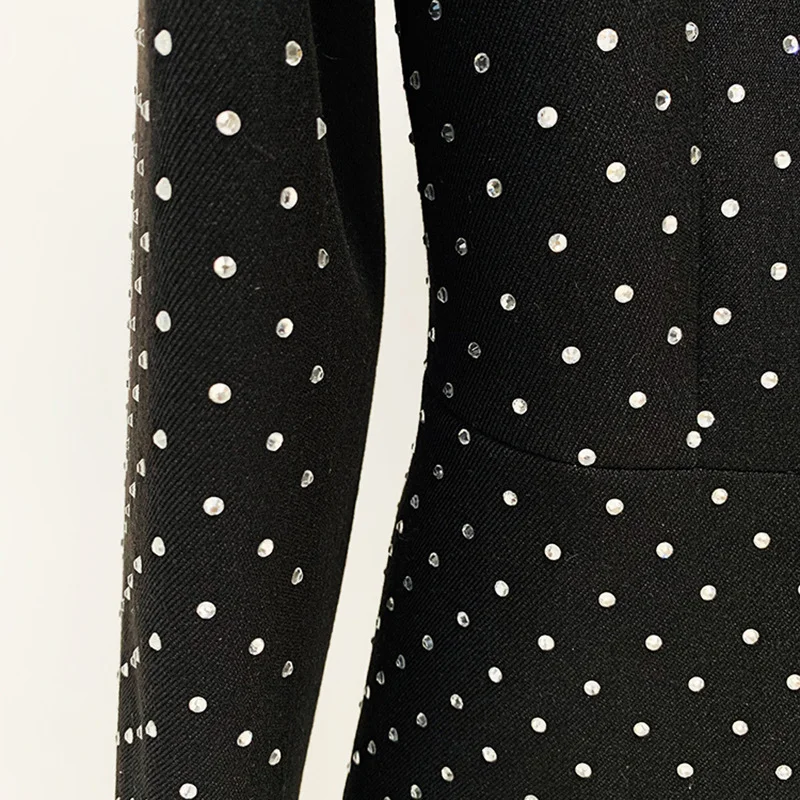 Nigikala Nigikala New Star Fashion Hot Diamond Blazer Jacket + Micro-Tlave Trousers Set Two-Piece Set