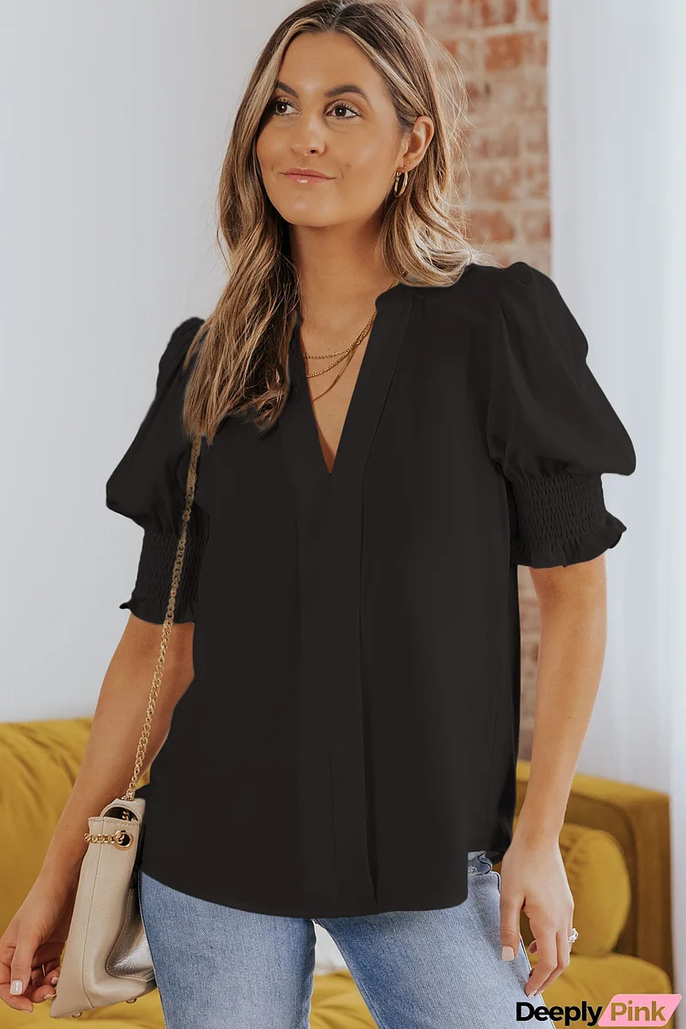 Black Half Sleeve Blouse