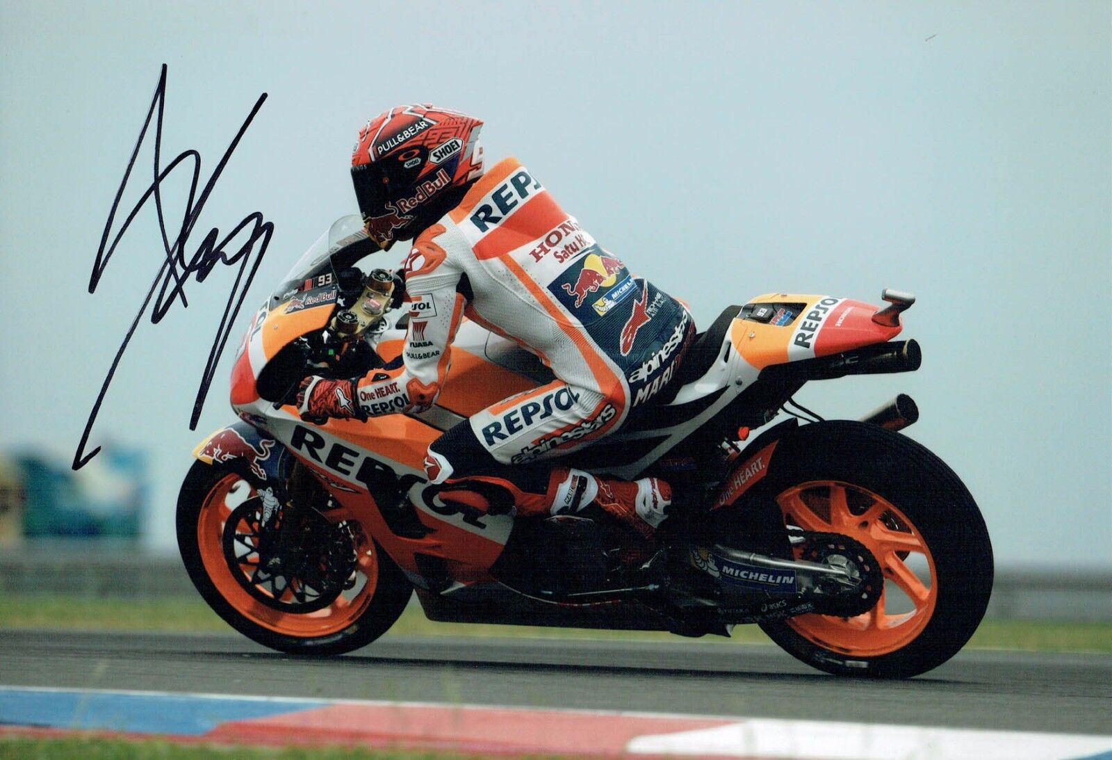 Marc MARQUEZ 2017 SIGNED 12x8 Autograph Photo Poster painting A AFTAL COA MOTOGP Silverstone