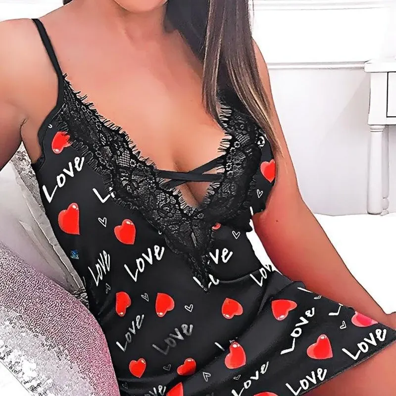 Churchf Women's Valentine's Day Print Slings Sexy Love Prints Silk Slings Aja Skirts