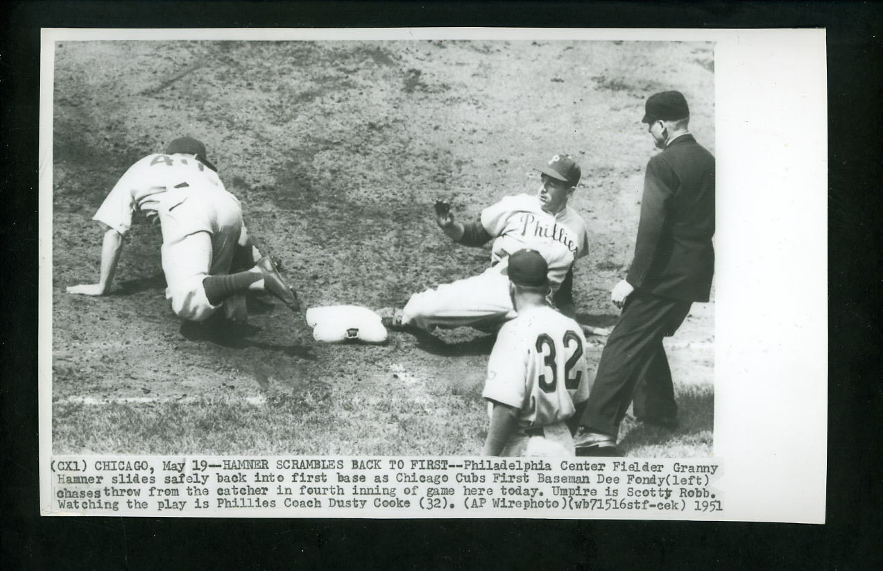 Granny Hamner Dusty Cooke Scotty Robb 1951 Press Photo Poster painting Philadelphia Phillies