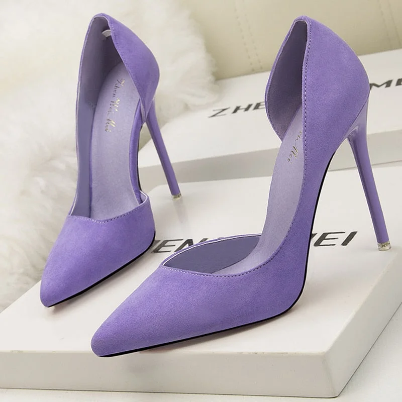 2022 New Woman Pumps Suede Women Heels Stiletto Fashion Office Shoes Pumps Sexy High Heels 10 Cm Ladies Shoes Women's Pumps