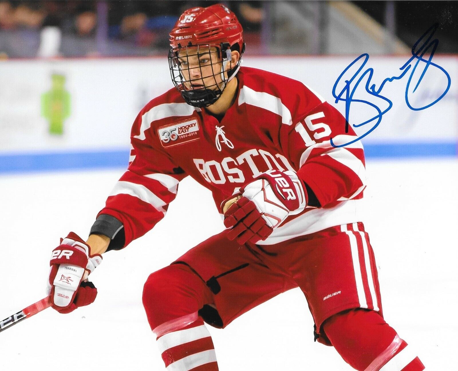 Shane Bowers Colorado Avalanche signed Boston University 8x10 Photo Poster painting Proof 2