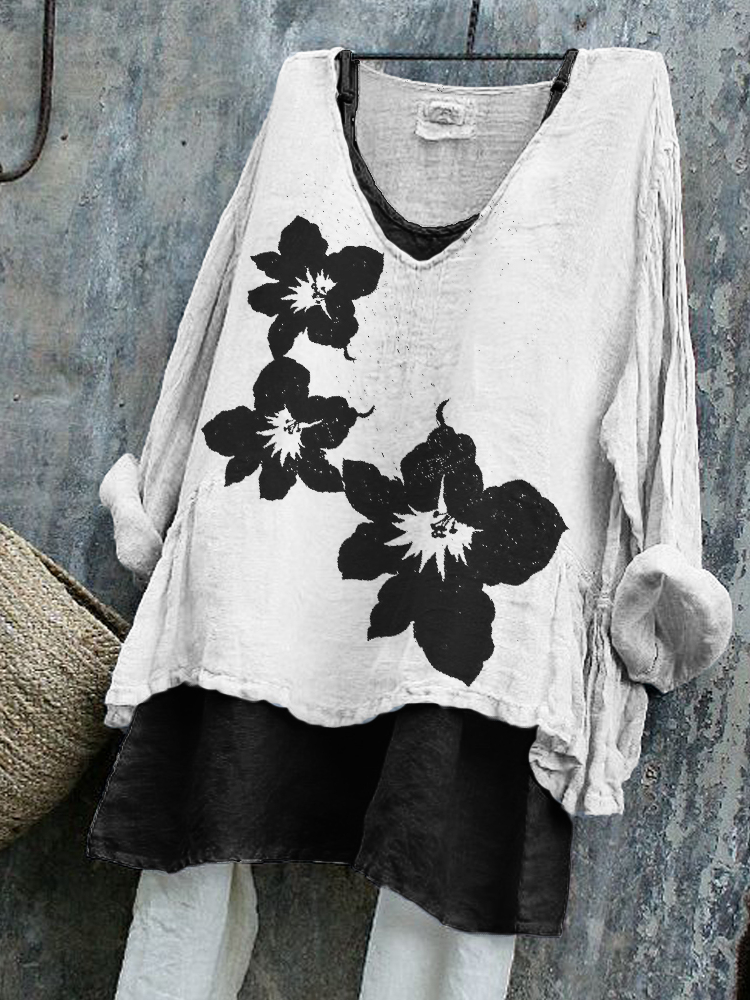 Classy Flowers Japanese Lino Art Linen Tunic wearshes
