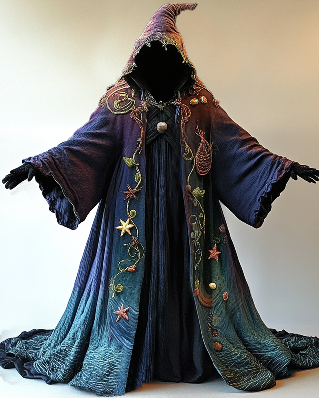 Floral vine 3D embroidered linen forest theme magic cloak  5e70