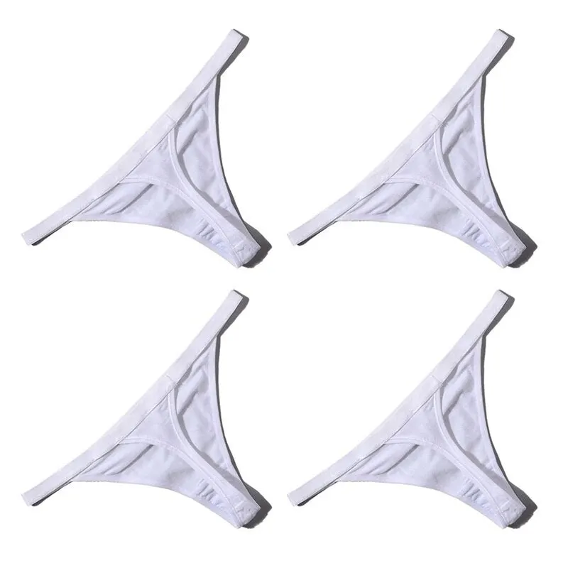 4PCS/Set Hot Sale Sexy Women Cotton G String Thongs Low Waist Sexy Panties Ladies' Seamless Underwear Black Red White Skin