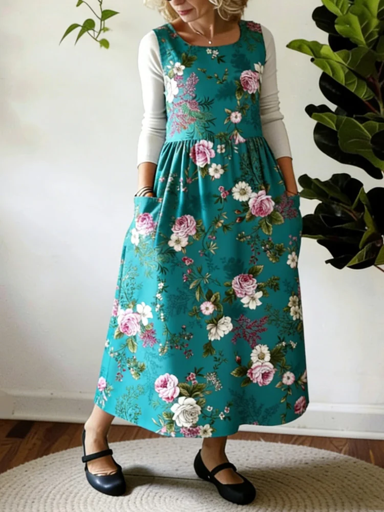 Emerald Floral Printed Apron