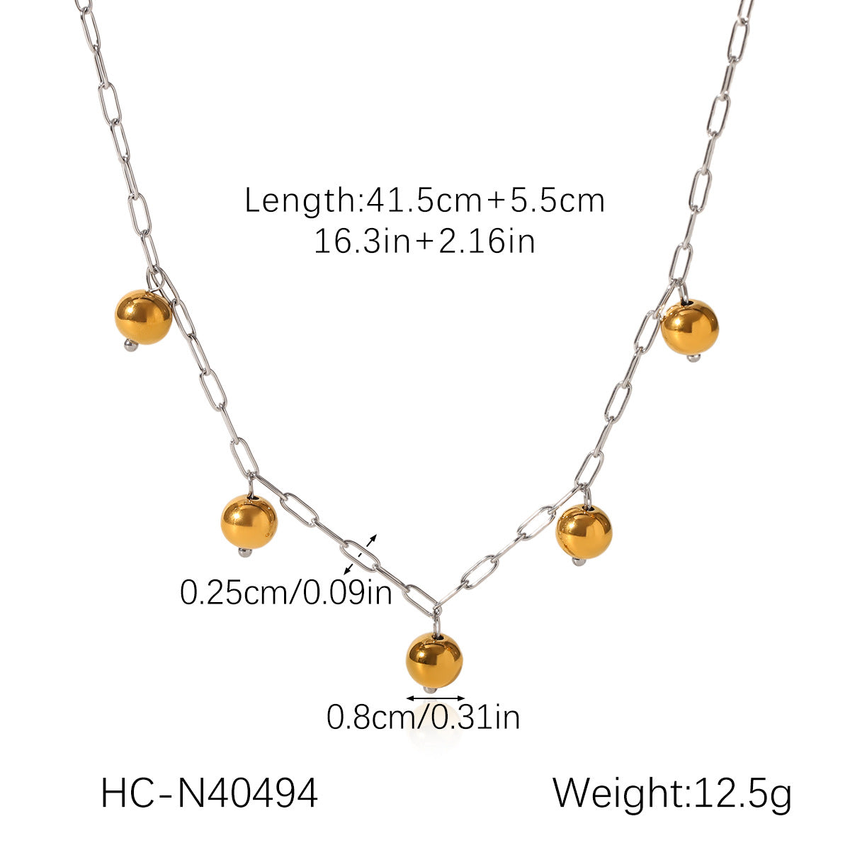 Color Matching Round Bead Necklace Tassel Y Chain 18K Gold Stainless Steel Clavicle Chain Titanium Steel Necklace