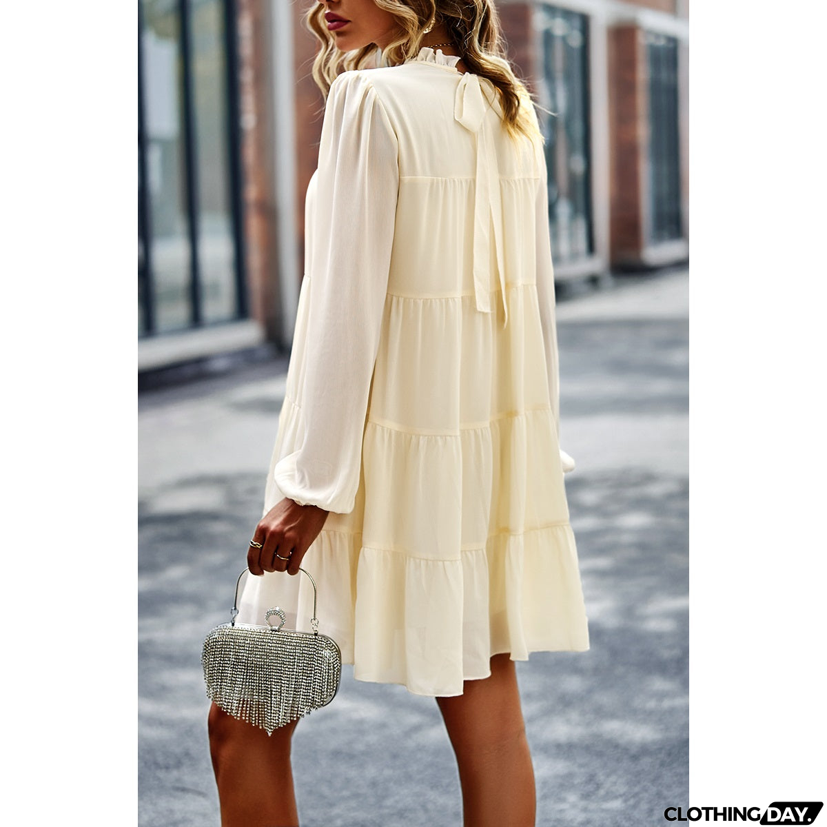 High Neck Comfort Tiered Dress
