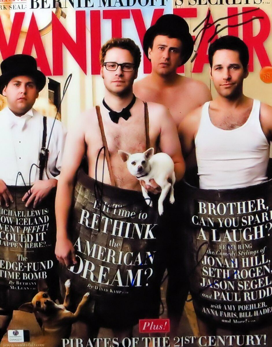 Jonah Hill Seth Rogen Jason Segel Paul Rudd Quad Autographed 11X14 Photo Poster painting 842231