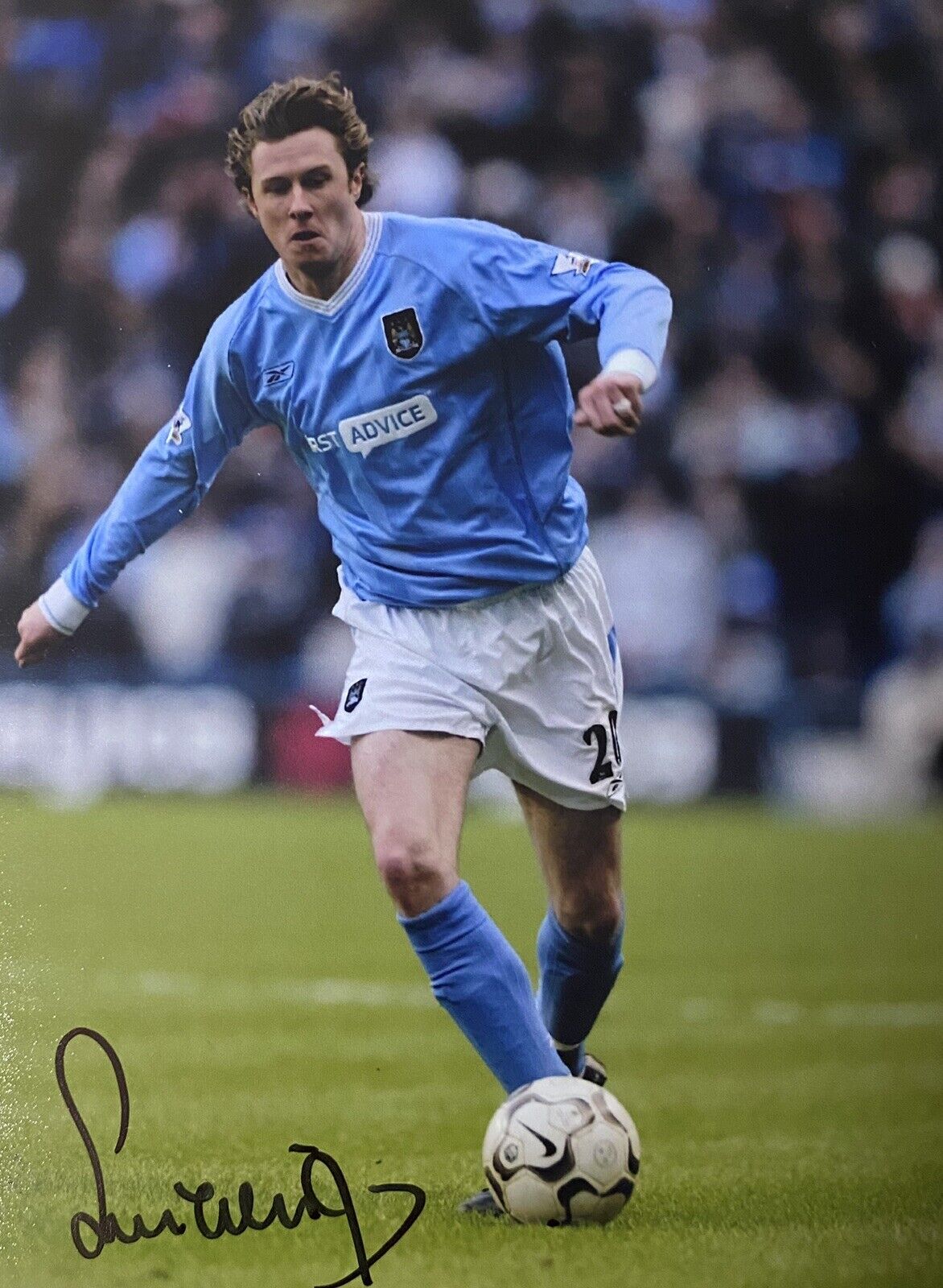 Steve McManaman Genuine Hand Signed Manchester City 6X4 Photo Poster painting