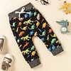 Kid Baby Boy Autumn Winter Letter Dinosaur Print 2 Pcs Sets Suit
