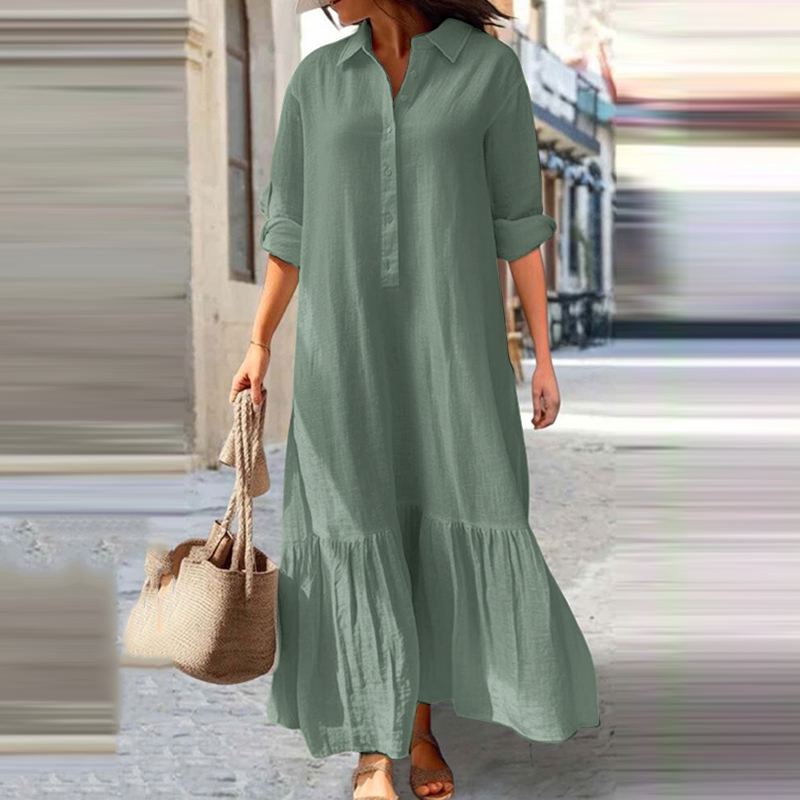 Women Long Shirt Dress Spring  Long Sleeve Lapel Neck Sundress ZANZEA 2024 Casual Loose Buttons Down Vestidos Robe Femme