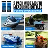 [2-Pack] Wide Mouth Oil / Gas Measuring Bottle - Reusable Mixing Bottle For Two Stroke Engines - Six Different Ratios & Smudge-Proof Measurements in Gallons & Liters - Mix Oil / Fuel Hundreds of Times