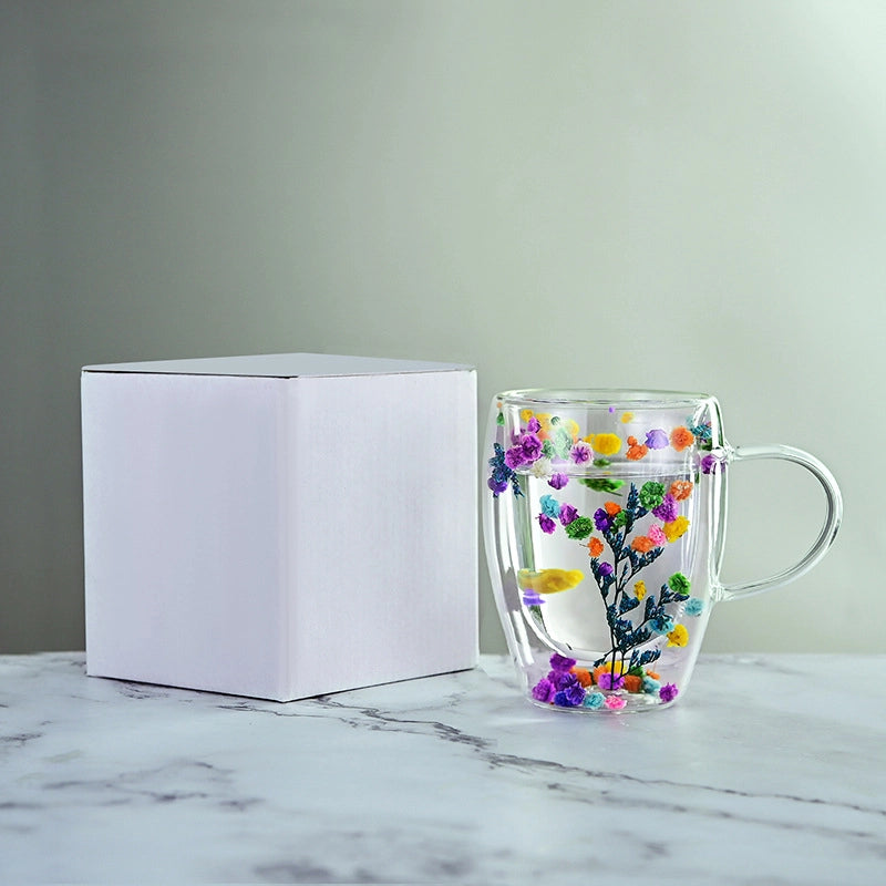 Casual Vacation Flower Borosilicate Glass Mug 1 Piece