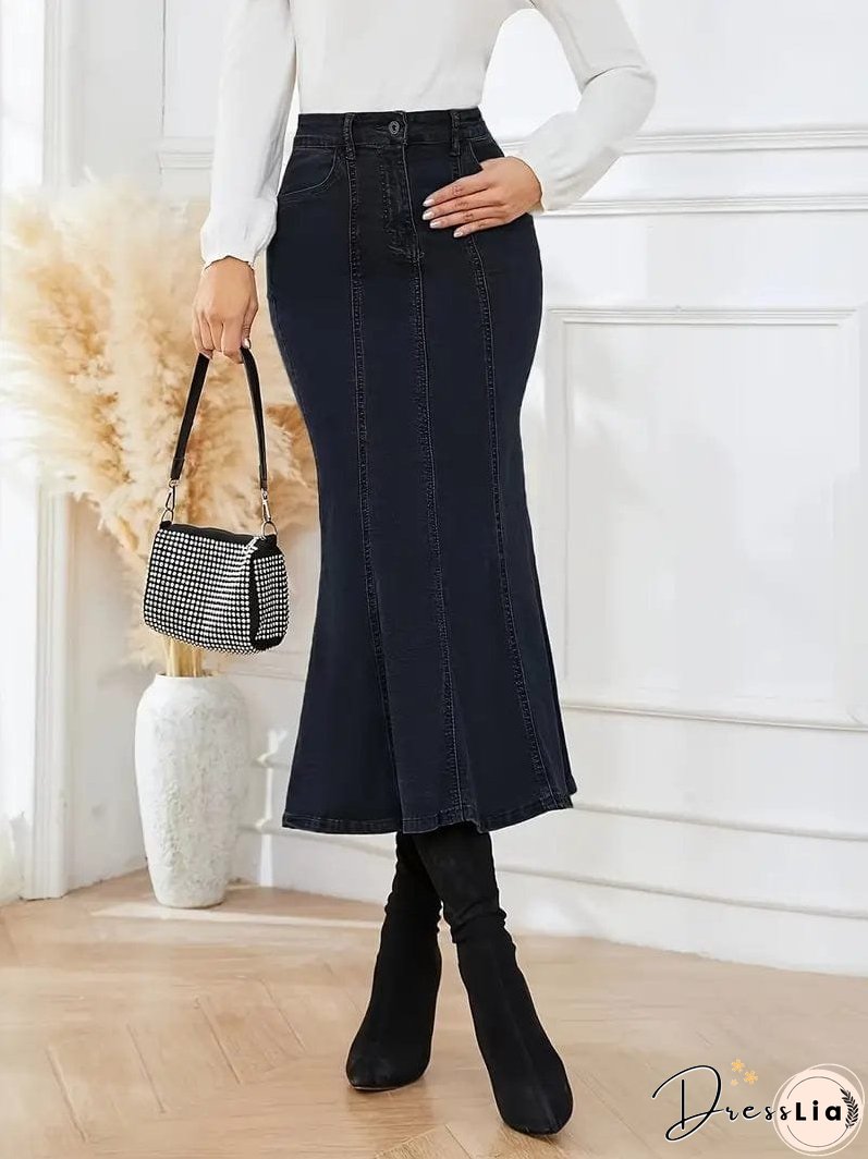 Figure-Flattering Denim Skirt