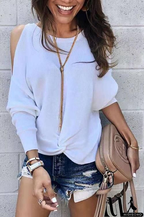 MidiSono - Cold Shoulder Knot T Shirt