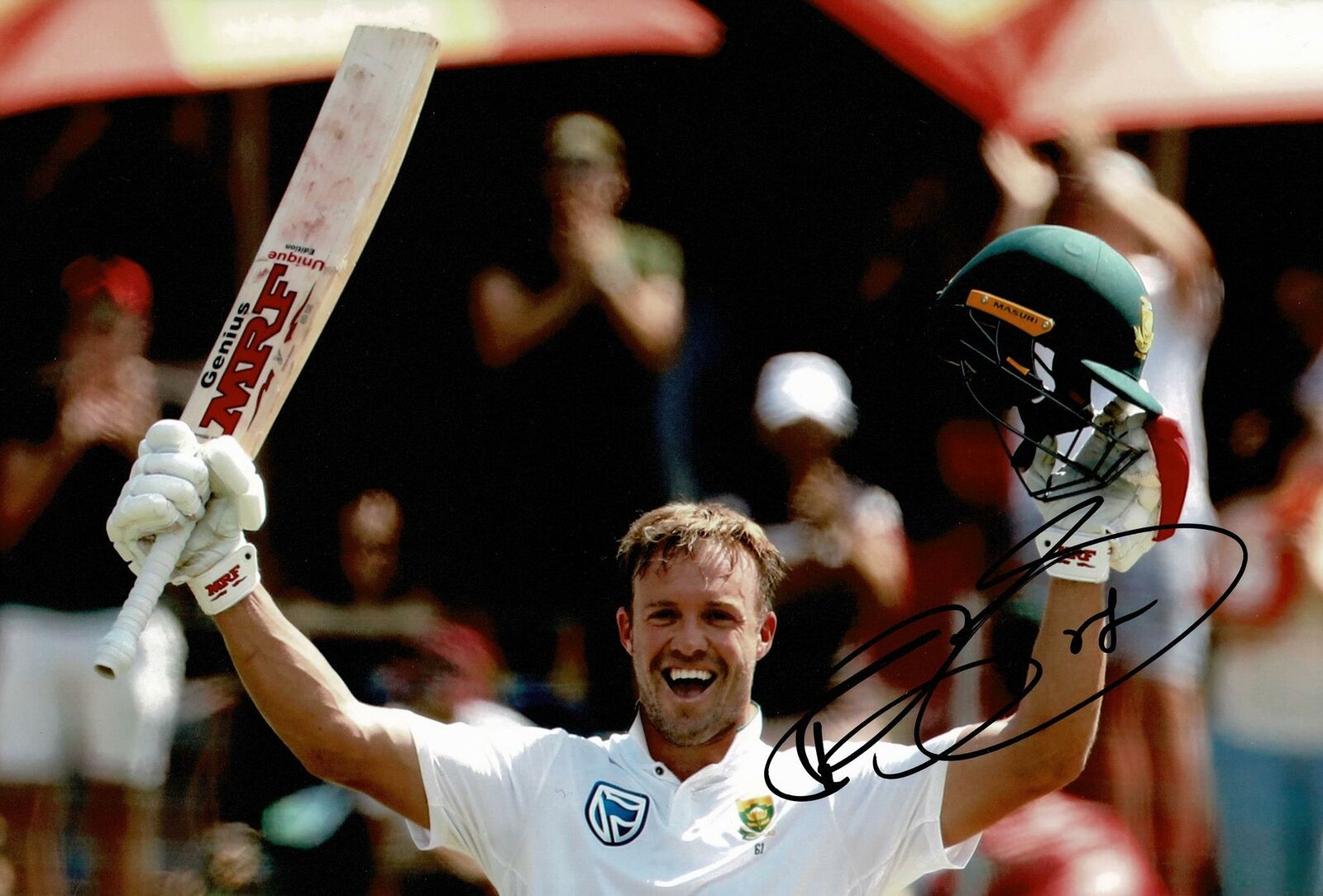 AB de Villiers Signed 12X8 Photo Poster painting South African Cricket Legend AFTAL COA (2622)