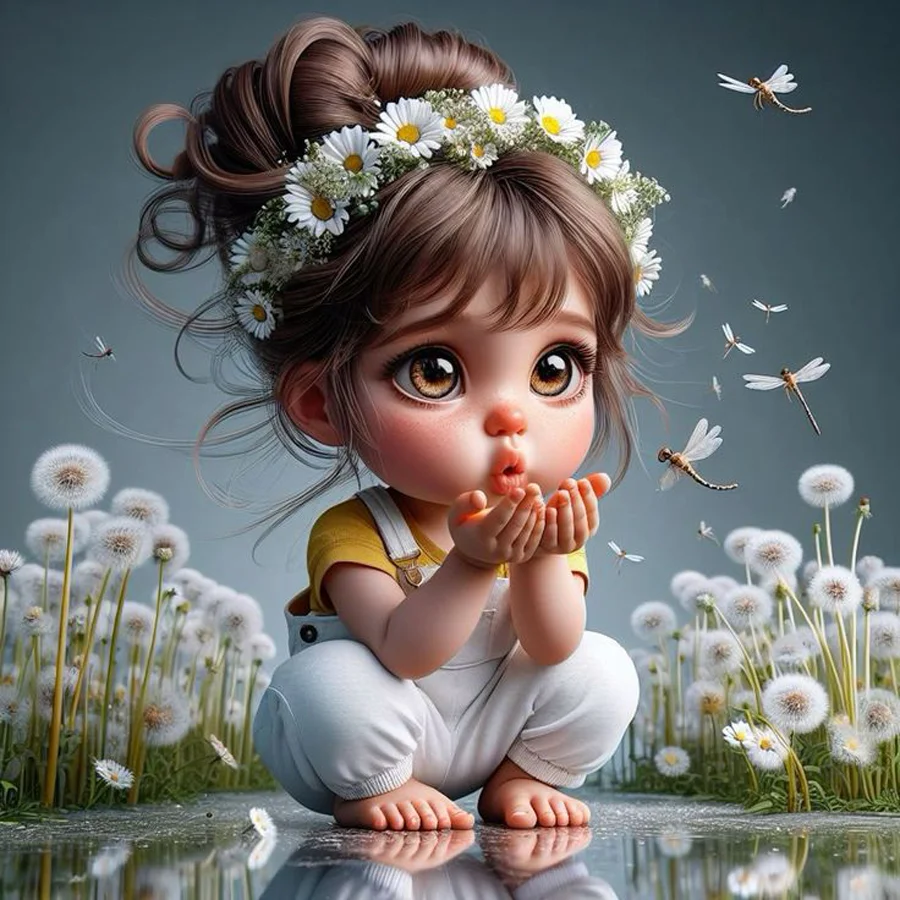 Full Round Diamond Painting - Dandelion Girl(Canvas|40*40cm)