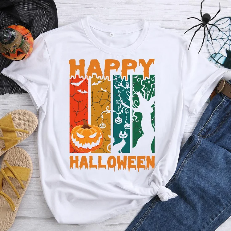 Happy Halloween Round Neck T-shirt-0018709