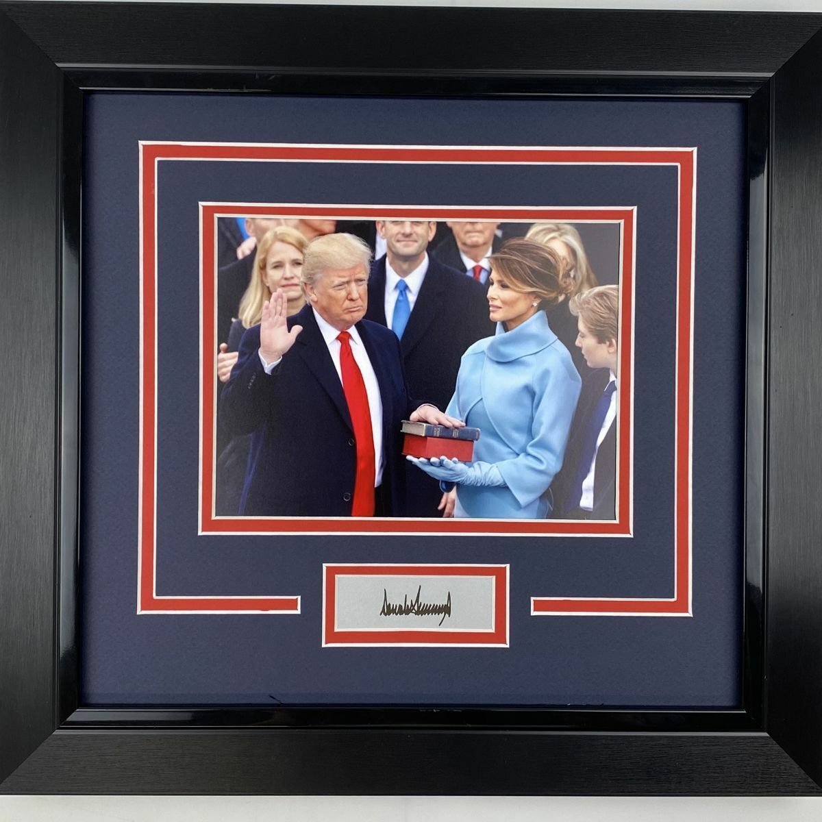 Framed President Donald Trump Facsimile Laser Engraved Auto Inauguration Photo Poster painting