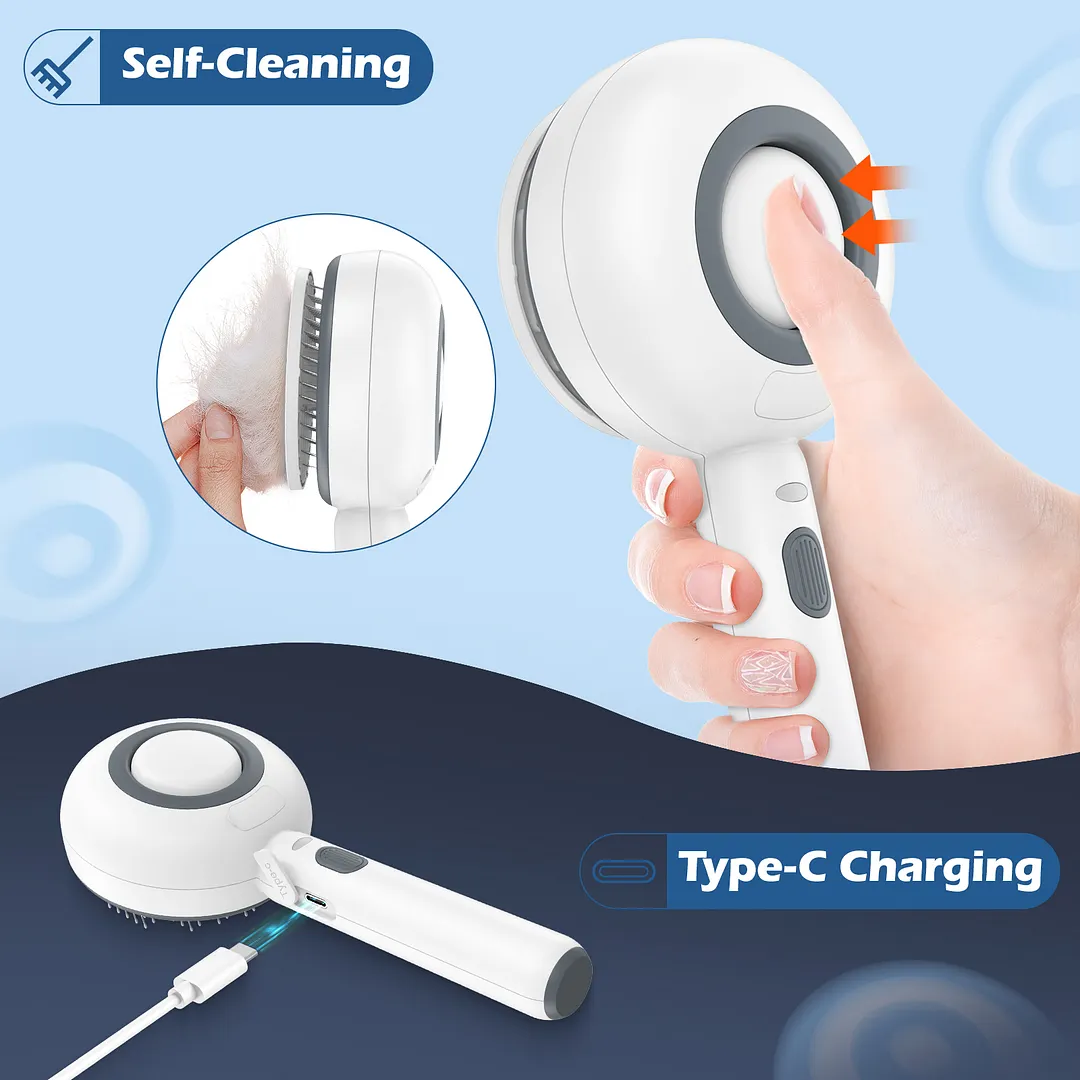 BEBANG Cat Steam Brush 3 in 1, One-Click Hair Removal Brush with Steam for Cats and Dogs