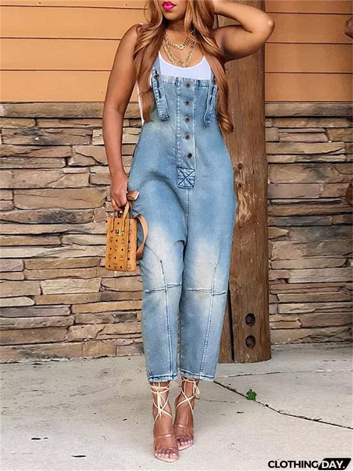 Fashion Relaxed Hard-wearing Ladies Denim Jumpsuits