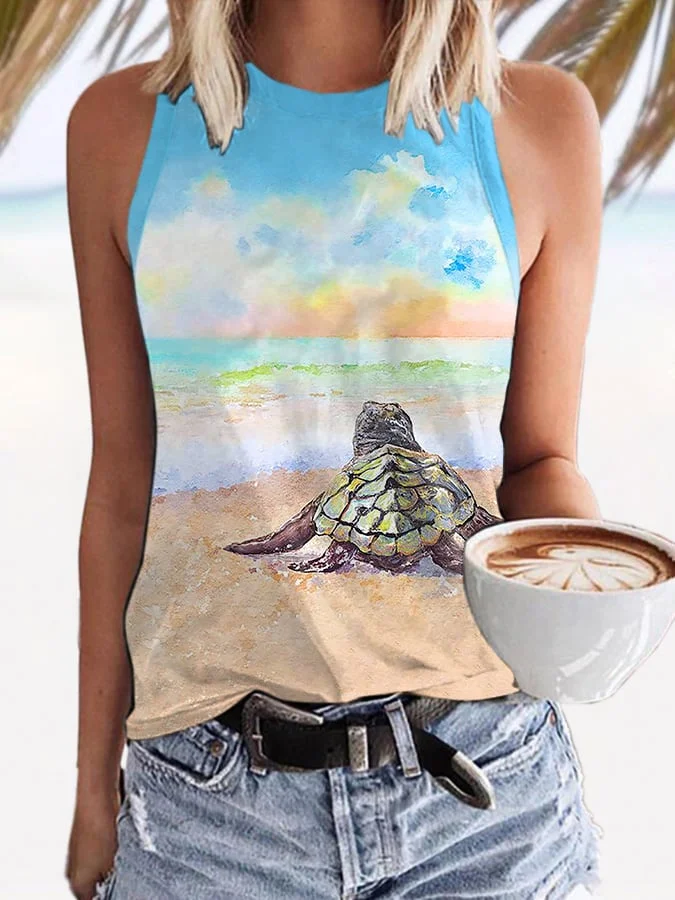 🔥Buy 3 Get 10% Off🔥Women's Hawaiian Salt Like Print Casual Tank Top
