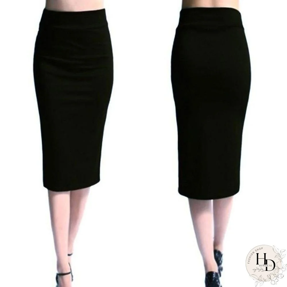 Summer Women Office Elastic Pencil High Waist Hip Package Skirt Bodycon Ol Long Skirts