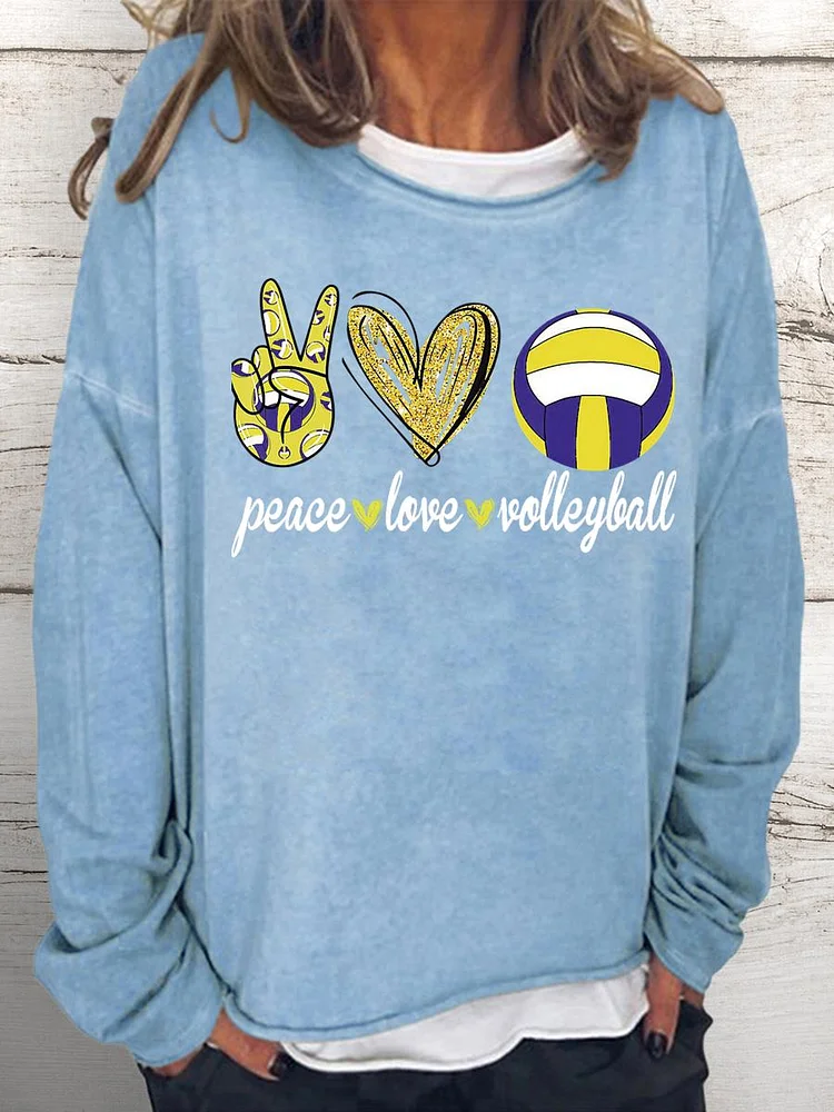 Peace Love Volleyball Women Loose Sweatshirt-Annaletters