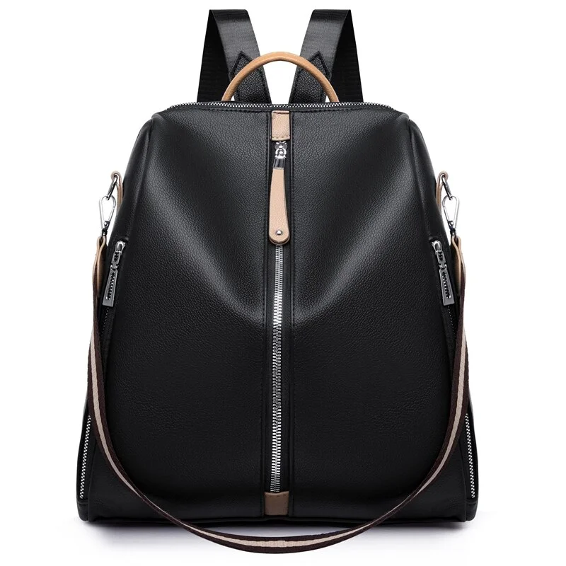 Pongl New Panelled Designer Women's Backpack High Quality PU Leather Ladies Anti-theft Backpack Multifunctional Women Travel Bags