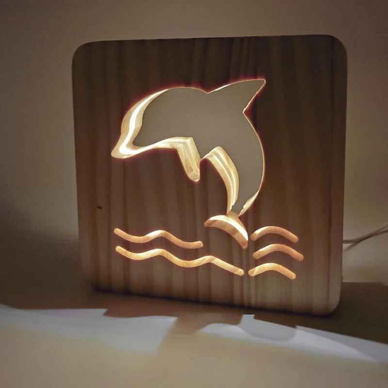 Dolphin Wooden Decorative Light
