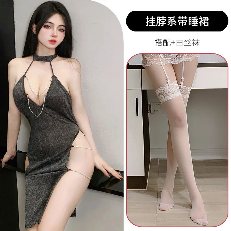 Churchf Night Vows Tiffic Lingerie Sexy Passion Student Suit Uniform Seduction Free From Pure Desire Silver Flaky Cheongsam Summer