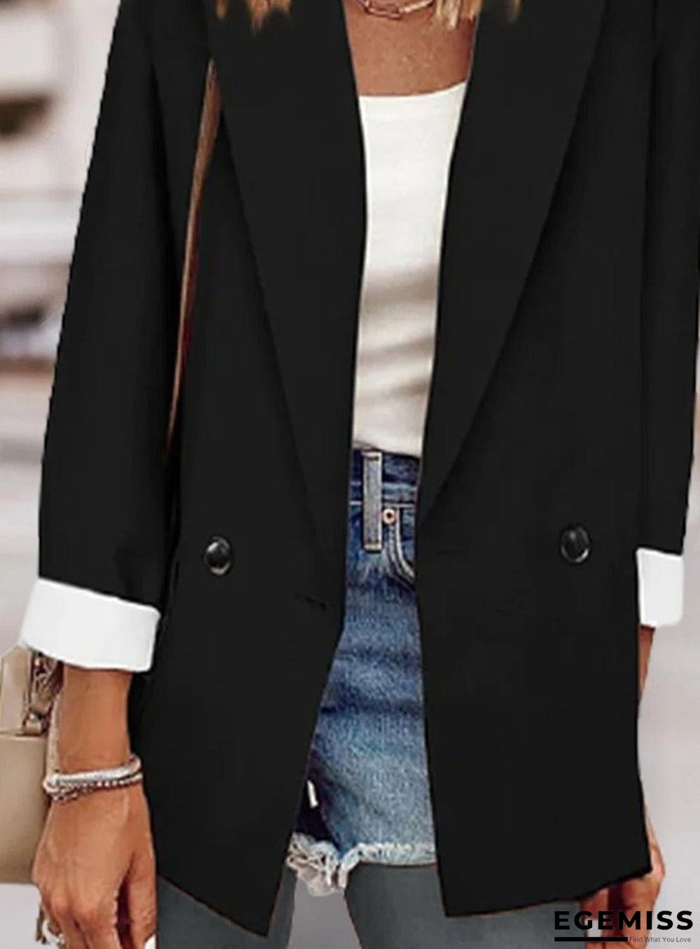 Black Double Pocket Casual All-match Blazer | EGEMISS