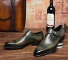 High Grade Mens Monk Strap Shoes Genuine Leather