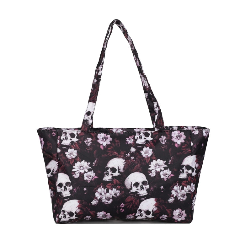 Halloween Women’s Flower Skull Streetwear Square Zipper Shoulder Bag Underarm Bag
