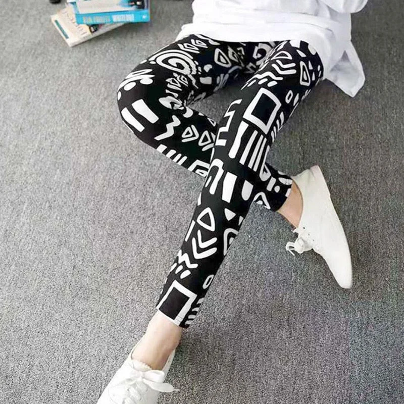 CUHAKCI Women's Sports Pants Fitness Gym Legging Print Running Sexy Elastic Workout Leggins Pus Size Trousers
