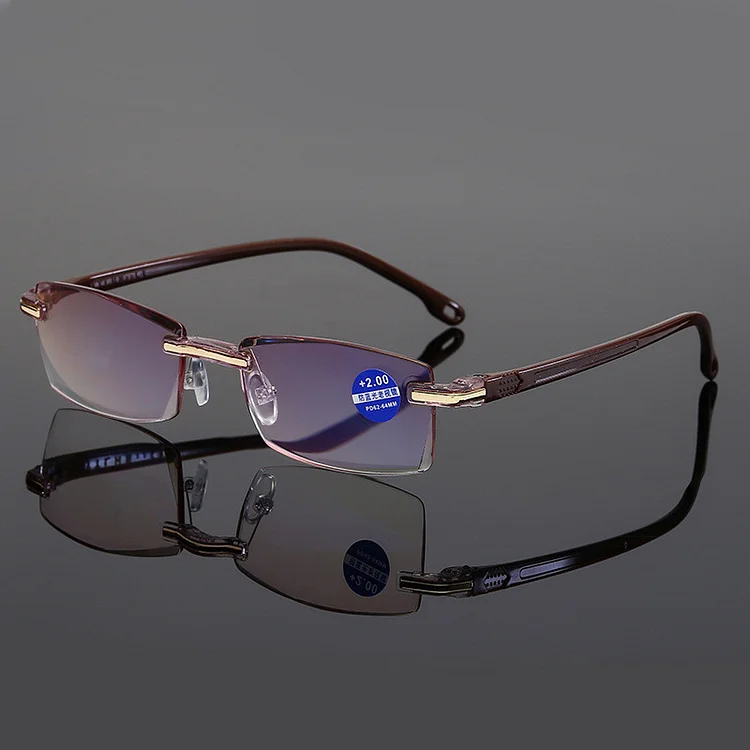 Anti Blue Light Blocking Rimless Reading Glasses Women Men Square Frameless Presbyopic Glasses Diopters +1.0 1.5 2 2.5 4.0